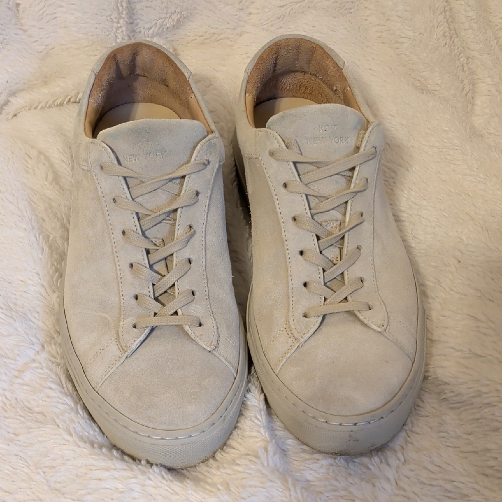 KOIO Men's Suede Sneakers in Light Beige/Cream